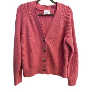 Old Navy Rose Pink Ribbed Button-Up Cardigan